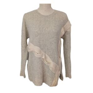 White + Warren Cashmere Pullover Sweater Cream Beige Long Sleeve Size L Luxury